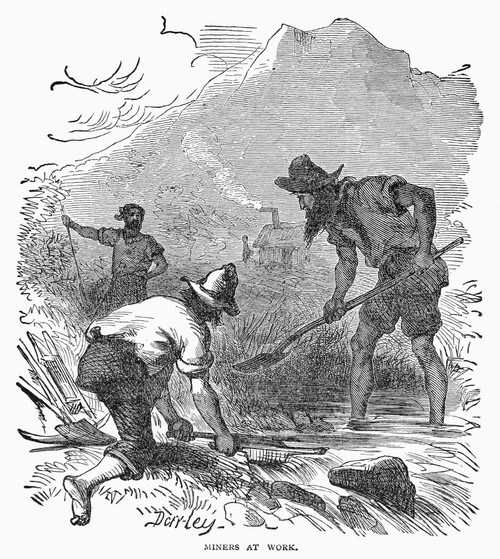Gold Miners At Work. /Nwood Engraving After A Drawing By Felix O.C. Darley (1822-1888). Poster Print by Granger Collection - Item # VARGRC0096416