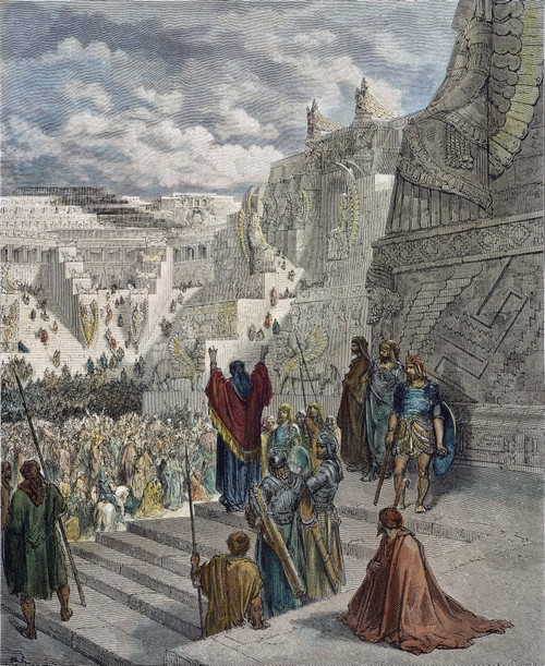 Artaxerxes & Ezra. /Nartaxerxes, King Of Persia, Allows Ezra And The Jews Held In Babylon To Return To Jerusalem In 458 B.C. (Ezra 7:13). Wood Engraving After Gustave Dore. Poster Print by Granger Collection - Item # VARGRC0049736 Artaxerxes & Ezra. /Nartaxerxes, King Of Persia, Allows Ezra And The Jews Held In Babylon To Return To Jerusalem In 458 B.C. (Ezra 7:13). Wood Engraving After Gustave Dore. Poster Print by Granger Collection - Item # VARGRC0049736