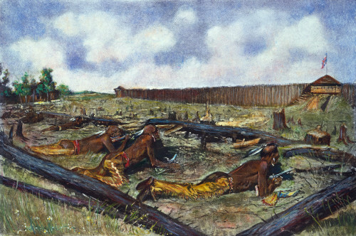 Pontiac: Fort Detroit. /Nchief Pontiac'S Siege Of Fort Detroit, 1763-64. Illustration By Frederic Remington. Poster Print by Granger Collection - Item # VARGRC0061066