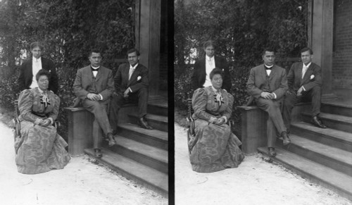 Booker T. Washington /N(1856-1915). American Educator, Seated On Steps Of Porch With His Wife And Two Sons. Stereograph, C1906. Poster Print by Granger Collection - Item # VARGRC0106708