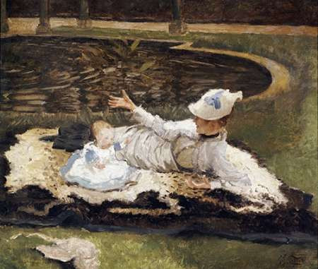 Mrs Newton With a Child By a Pool Poster Print by James Jacques Tissot - Item # VARPDX265623
