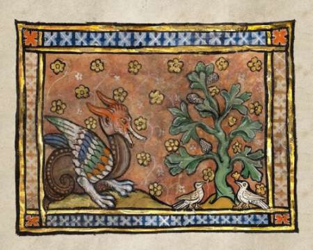 A Dragon Charging Two Doves Poster Print by Franco-Flemish 13th Century - Item # VARPDX454760