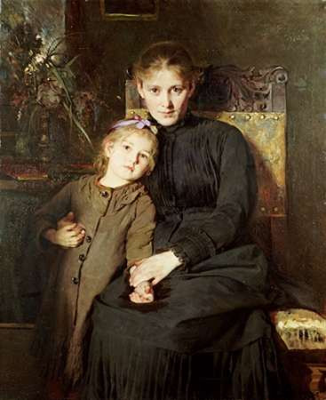 A Mother and Daughter In An Interior Poster Print by Bertha Wegmann - Item # VARPDX267563