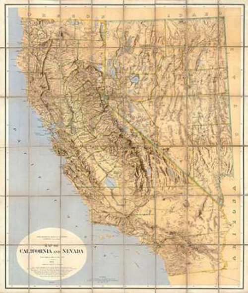 Map of California and Nevada, 1874 Poster Print by California Geological Survey - Item # VARPDX294995