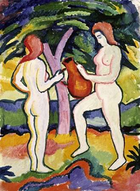 Two Nudes with Jug Poster Print by August Macke - Item # VARPDX282376 Two Nudes with Jug Poster Print by August Macke - Item # VARPDX282376