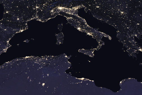 City lights of Italy as seen from space Poster Print by Stocktrek Images - Item # VARPSTSTK204762S