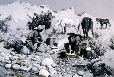 Prospectors Making Frying Pan Bread Poster Print by Frederic Remington - Item # VARPDX374107