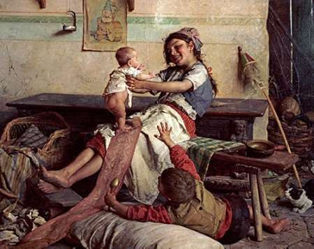 Playing With Baby Poster Print by Gaetano Chierici - Item # VARPDX267856