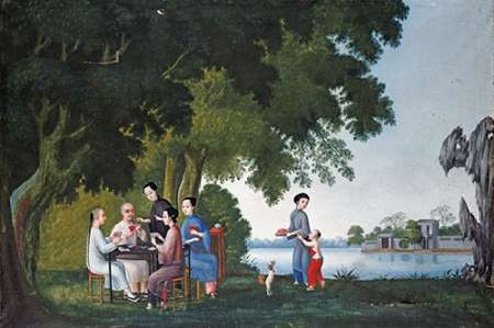 Chinese Playing Cards By a River Poster Print by Anglo-Chinese School - Item # VARPDX264565