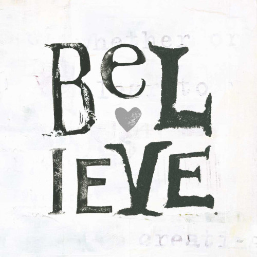 Believe Gray Hearts Poster Print by Kellie Day - Item # VARPDX31340