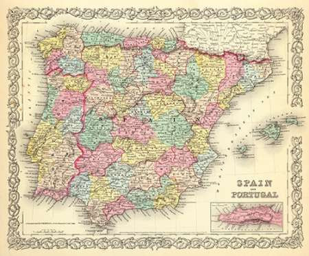 Spain and Portugal, 1856 Poster Print by G.W Colton - Item # VARPDX295036