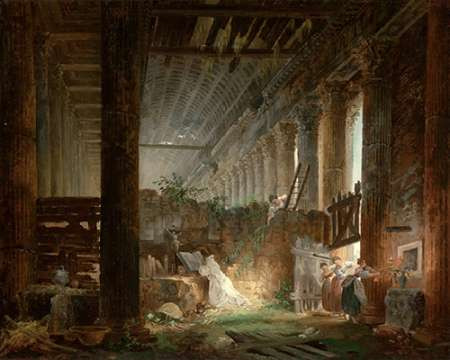 A Hermit Praying in the Ruins of a Roman Temple Poster Print by Hubert Robert - Item # VARPDX456169