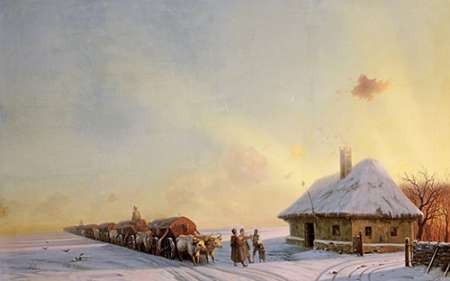 Ukranian Oxcart Drivers In Winter Poster Print by Ivan Konstantinovich Aivasowsky - Item # VARPDX267621