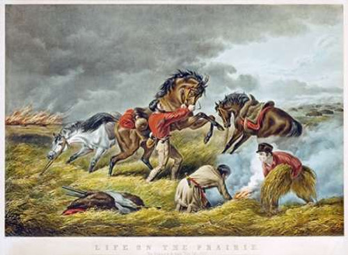 Life On The Prairie - The Trappers Defense, Fire Fight Fire Poster Print by Arthur Fitzwilliam Tait - Item # VARPDX265598