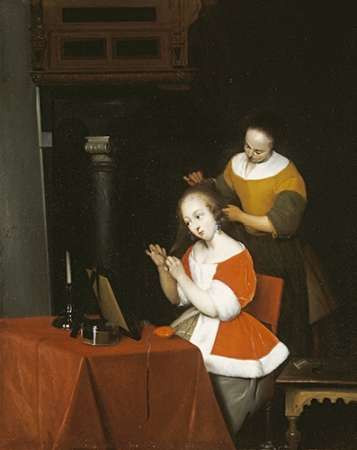 A Young Lady Having Her Hair Combed By a Maid Poster Print by Gerard Ter Borch - Item # VARPDX267379