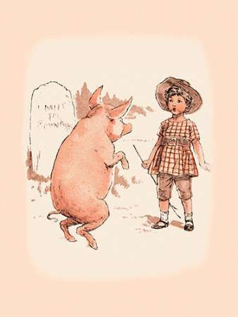 Pigs and Pork: Pig on Hind Legs and Little Girl Poster Print by Advertisement - Item # VARPDX454876