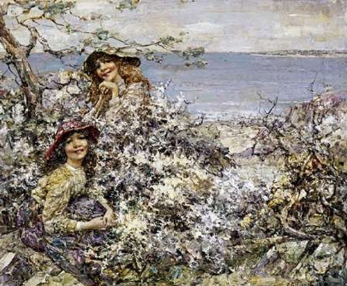 Two Girls Among Blossom, Brighouse Bay Poster Print by Edward Atkinson Hornel - Item # VARPDX265028