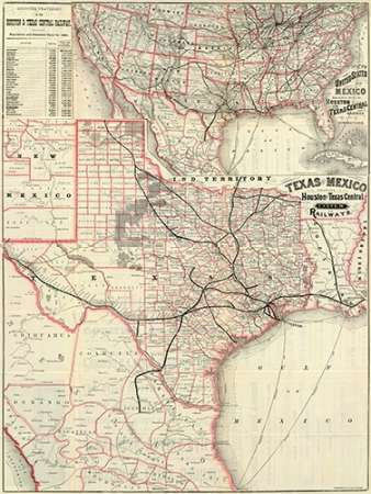 Texas and Mexico, Houston and Texas Central Railways, 1885 Poster Print by Houston and Texas Central Railway - Item # VARPDX295100