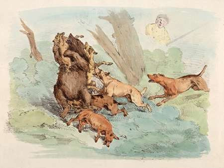 Hunting Dogs Attacking A Bear, 1817 Poster Print by Henry Thomas Alken - Item # VARPDX460399