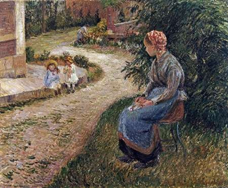 The Maid Sitting In The Garden at Eragny Poster Print by Camille Pissarro - Item # VARPDX267021