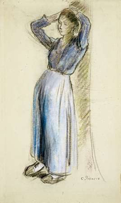 Country Girl Leaning Against a Tree Poster Print by Camille Pissarro - Item # VARPDX265357