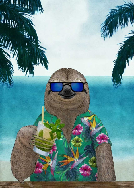 Sloth on Summer Holidays Poster Print by Barruf - Item # VARPDXB3467D