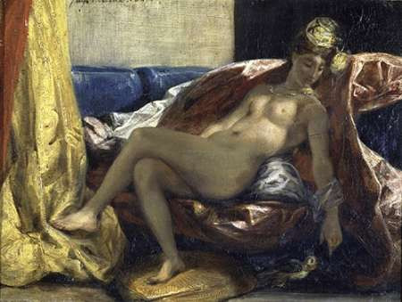 Woman Caressing a Parrot Poster Print by Eugene Delacroix - Item # VARPDX277381