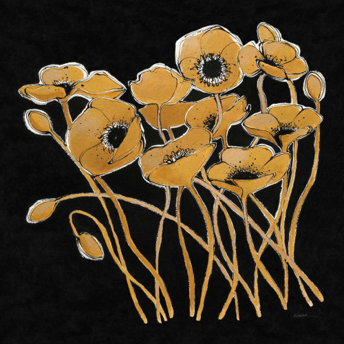 Gold Black Line Poppies I v2 Poster Print by Shirley Novak - Item # VARPDX32381