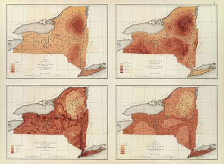 New York: rainfall, population, elevation, temperature, 1895 Poster Print by Henry Gannett - Item # VARPDX295467