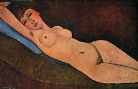 Reclining Nude Blue Cushion Poster Print by Amedeo Modigliani - Item # VARPDX373719