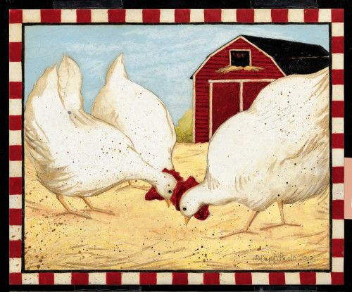 Red Barn Chickens Poster Print by Dan DiPaolo # DDPRC496