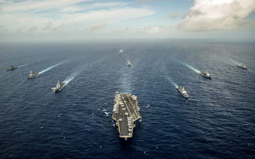 Formation of ships from the US Navy, Indian Navy, and the Japan Self Defense Force Poster Print by Stocktrek Images - Item # VARPSTSTK108395M