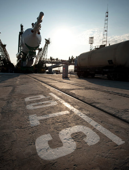 The Soyuz rocket shortly after arrival to the launch pad at the Baikonur Cosmodrome Poster Print by Stocktrek Images - Item # VARPSTSTK203000S