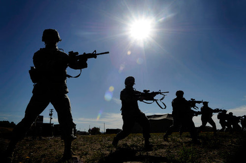 US Airmen practice rifle-fighting techniques Poster Print by Stocktrek Images - Item # VARPSTSTK103897M