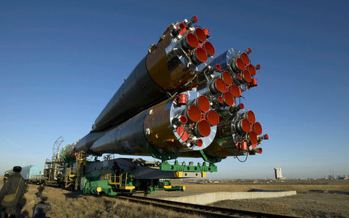 The Soyuz rocket is rolled out to the launch pad at the Baikonur Cosmodrome in Kazakhstan Poster Print by Stocktrek Images - Item # VARPSTSTK202558S