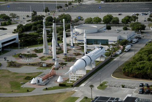 Aerial view of the Kennedy Space Center Visitor Complex Poster Print by Stocktrek Images