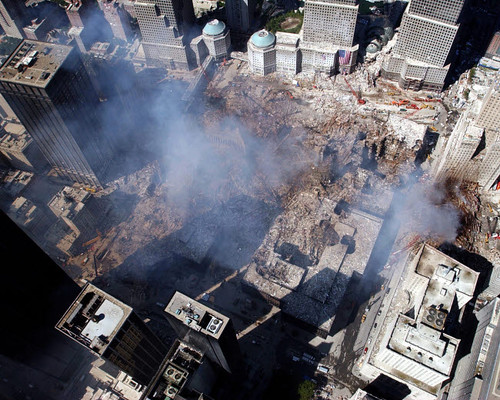 Aerial view of the destruction where the World Trade Center collapsed Poster Print by Stocktrek Images - Item # VARPSTSTK104519M