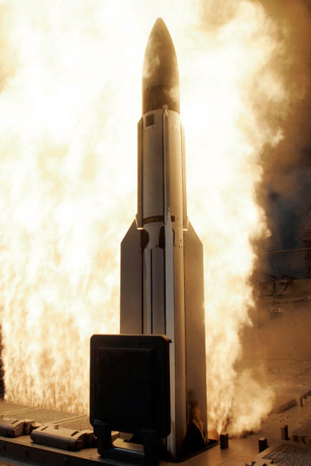 A Standard Missile 3 is launched from the Ticonderoga-class cruiser USS Lake Erie Poster Print by Stocktrek Images - Item # VARPSTSTK101248M A Standard Missile 3 is launched from the Ticonderoga-class cruiser USS Lake Erie Poster Print by Stocktrek Images - Item # VARPSTSTK101248M