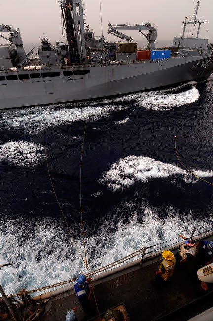 Underway replenishment between USS Gunston Hall and a German auxiliary ship Poster Print by Stocktrek Images - Item # VARPSTSTK105700M