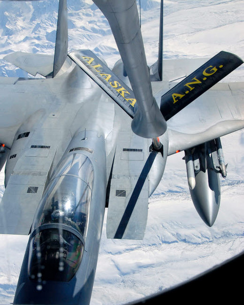 A F-15 Eagle refuels behind a KC-135 Stratotanker Poster Print by Stocktrek Images - Item # VARPSTSTK102179M