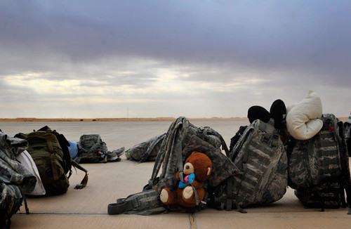 Soldier's backpacks on the flight line at Al Asad Air Base, Iraq Poster Print by Stocktrek Images - Item # VARPSTSTK105519M