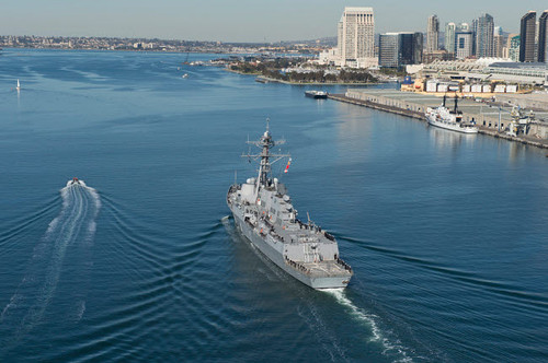 Guided-missile destroyer USS William P Lawrence departs San Diego Poster Print by Stocktrek Images - Item # VARPSTSTK106725M
