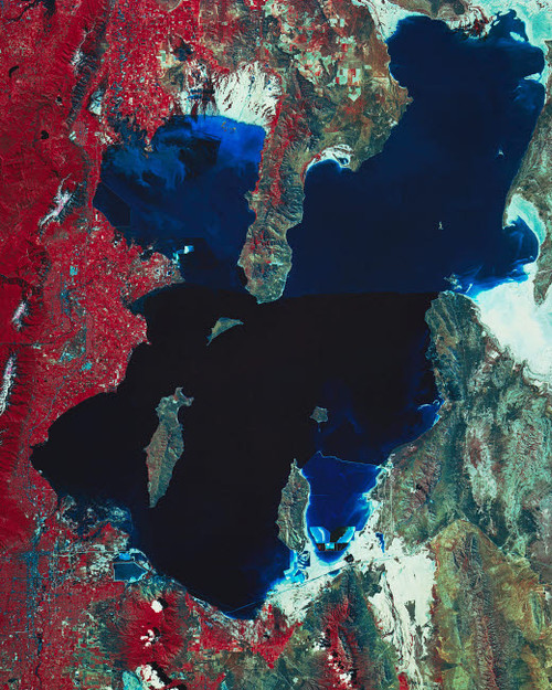 Satellite image of Great Salt Lake, Utah Poster Print by Stocktrek Images - Item # VARPSTSTK200370S