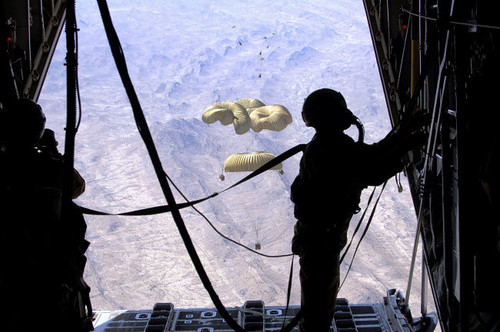 A C-130 Hercules loadmaster observes bundles that were airdropped over Afghanistan Poster Print by Stocktrek Images - Item # VARPSTSTK102180M A C-130 Hercules loadmaster observes bundles that were airdropped over Afghanistan Poster Print by Stocktrek Images - Item # VARPSTSTK102180M