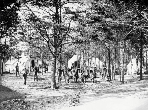 Military camp set up in the woods during the American Civil War Poster Print by Stocktrek Images - Item # VARPSTSTK500052A