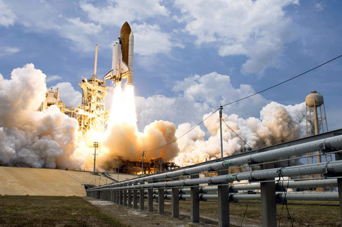 Space Shuttle Atlantis lifts off from its launch pad Poster Print by Stocktrek Images - Item # VARPSTSTK202740S