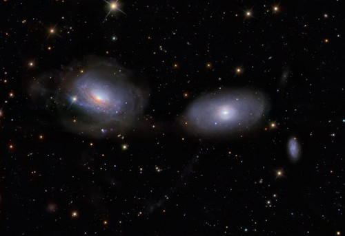 Gravitionaly distorted Galaxies NGC 3169 and NGC 3166 Poster Print by Ken Crawford/Stocktrek Images - Item # VARPSTCRA100019S