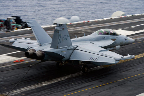 An EA-18G Growler lands on the flight deck of USS Carl Vinson Poster Print by Stocktrek Images - Item # VARPSTSTK108197M