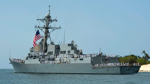 Sailors man the rails aboard the guided-missile destroyer USS Chung-Hoon Poster Print by Stocktrek Images - Item # VARPSTSTK106968M