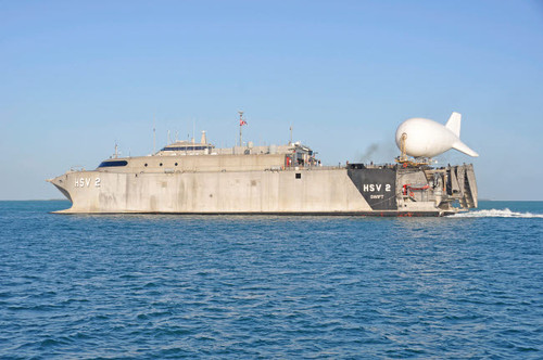 A TIF-25K aerostat tethered on the stern of high-speed vessel Swift Poster Print by Stocktrek Images - Item # VARPSTSTK107534M
